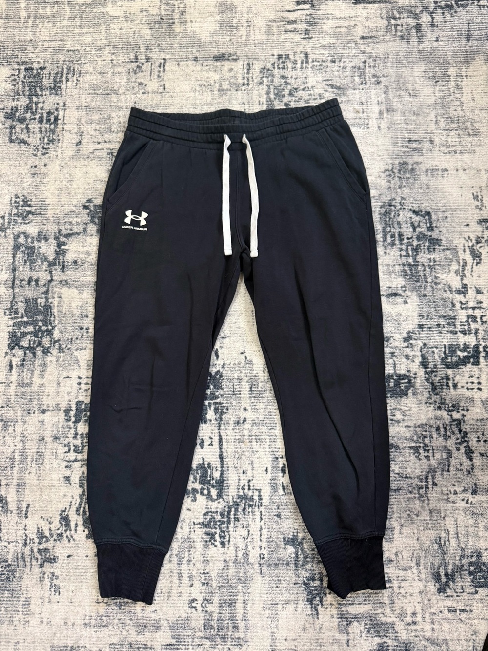 Under Armour Boys Navy Blue Jogger Sweatpants with White Drawstring